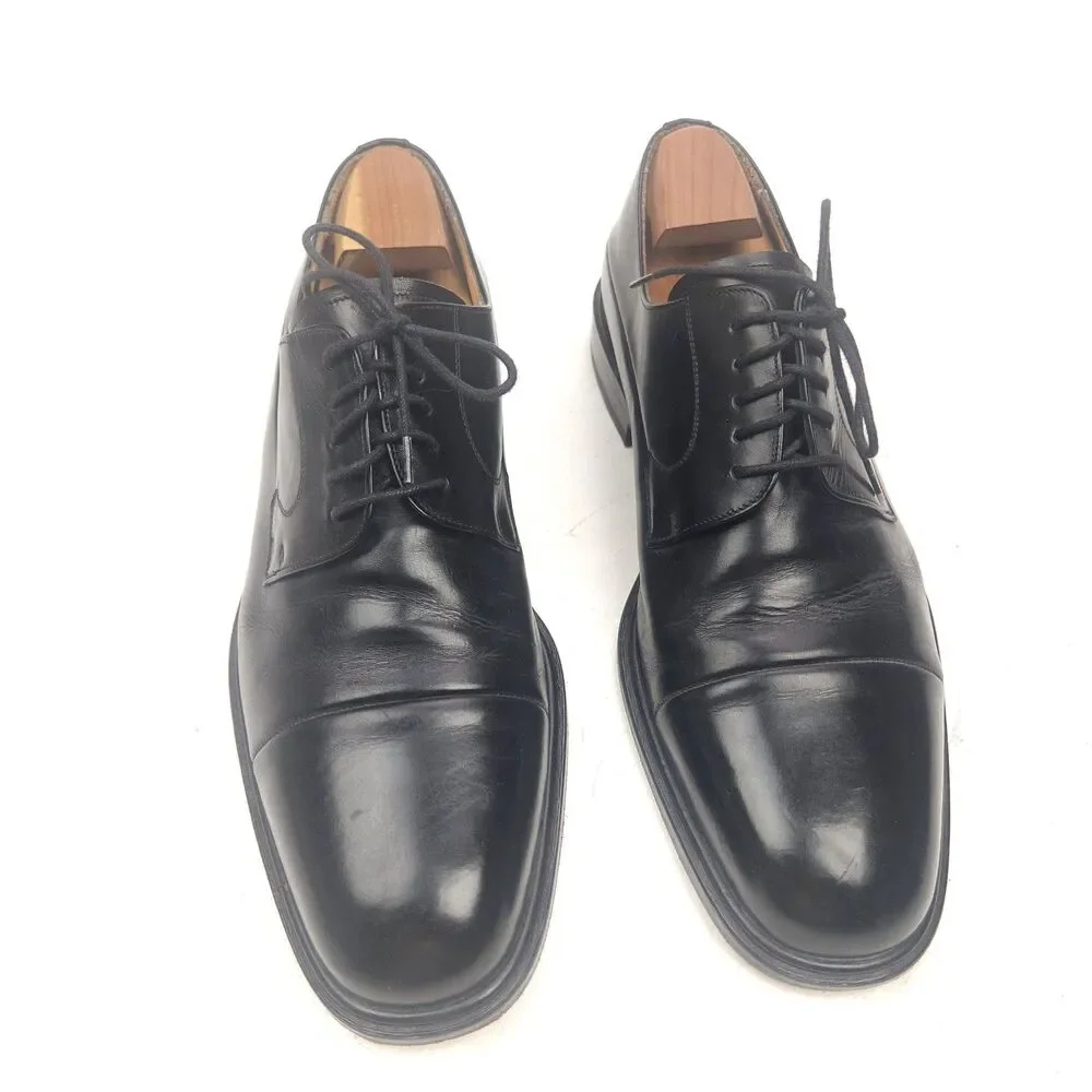 Mezlan Piazza Men's 10 W Black Cap Toe Oxfords Lace Up Dress Shoes